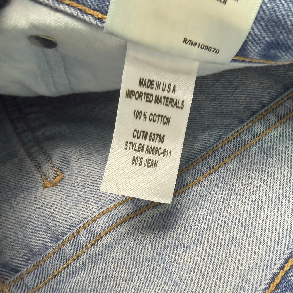 AGOLDE 90's Jean Blue Destroyed Denim Button Fly Ripped Statement Size 28 - Picture 11 of 11